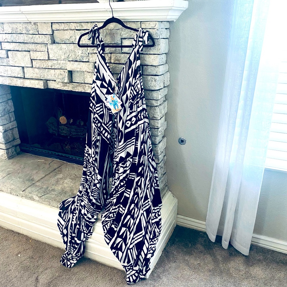 Tropical Hawaii Tribal Print Jumper/Romper black